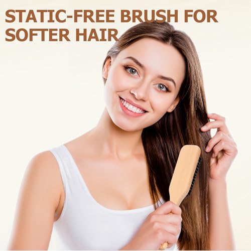 Ancable Boar Bristle Slick Back Hair Brush with Rat Tail for Styling