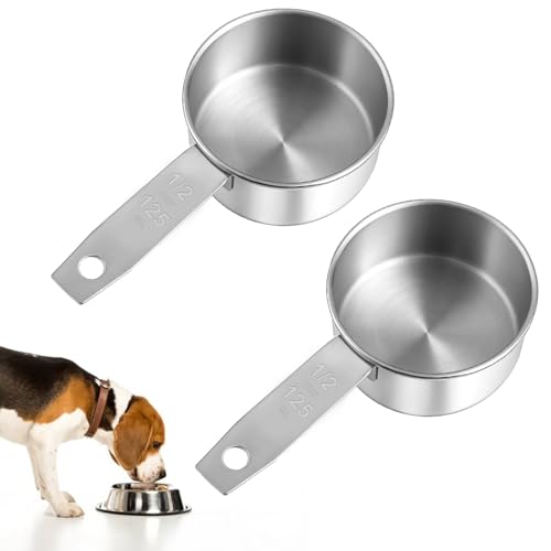 2 PCS Stainless Steel 1/2 Cup Dog Food Scoop - Measuring Cup Set