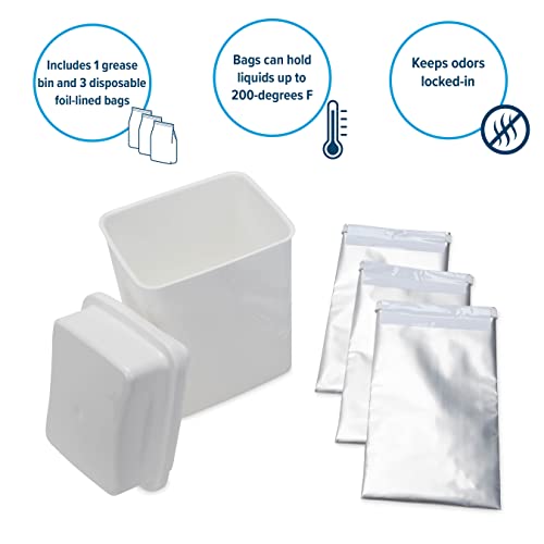 Camco Cooking Grease Storage Bin with Foil Liners - Prevent Clogs