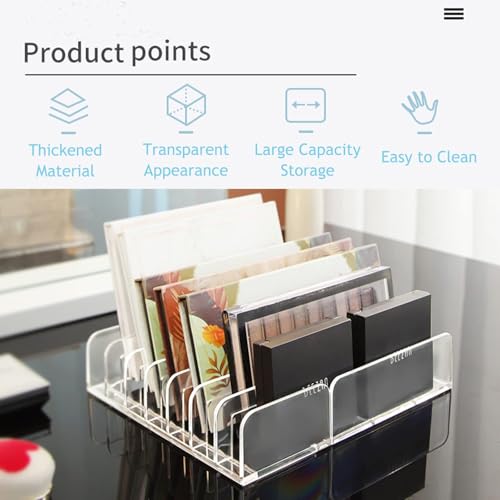 WECHENG 2 Pack Acrylic Makeup Palette Organizer - 7-Section Clear Holder for Vanity & Countertop