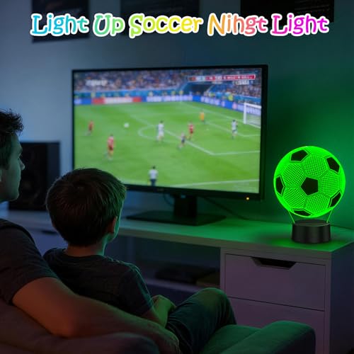 3D Soccer Illusion Night Light with 16 Colors - Perfect Gift for Boys
