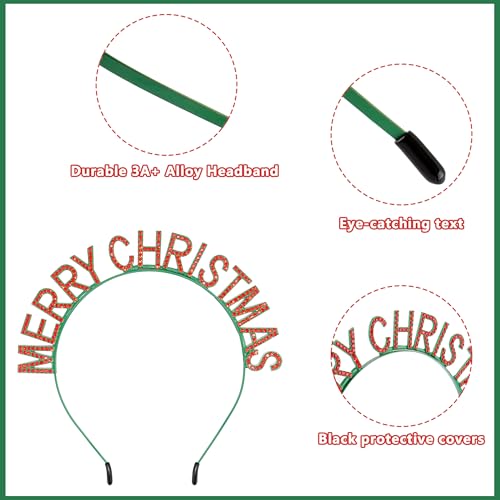 COCIDE Christmas Rhinestone Crystal Headband Red and Green Holiday Hair Accessory