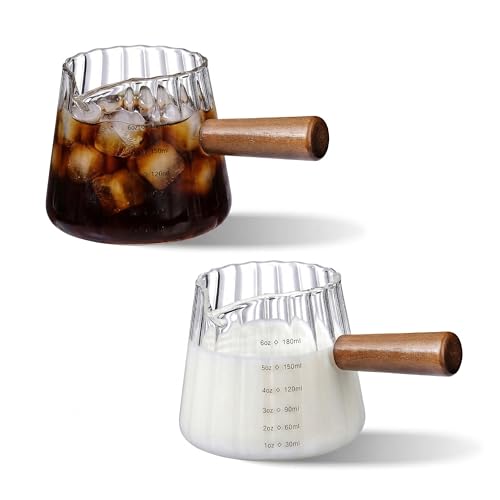 Ohola 6oz Espresso Measuring Cups with Wood Handle, 2-Pack