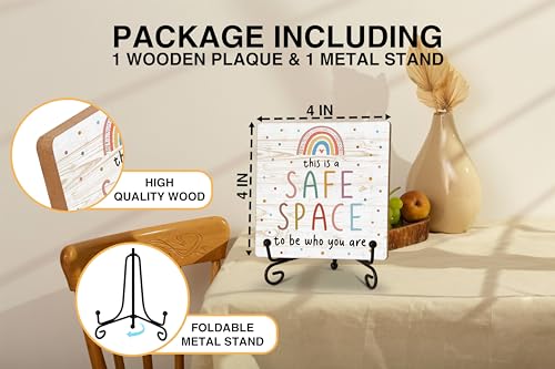 Positive Quotes Wood Plaque Sign - 4x4 Tabletop Decor for Office
