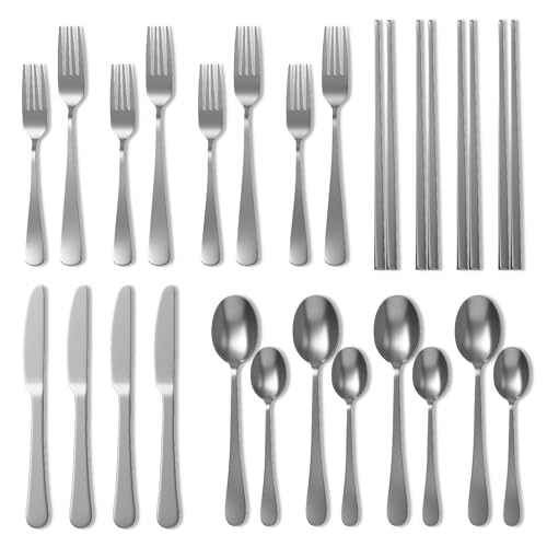 28-Piece Stainless Steel Flatware Set for 4 - Elegant Silverware Collection