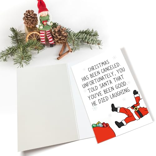 Funny Christmas Card for Sister Brother Daughter Son - Santa Died Laughing, Holiday Humor, #560