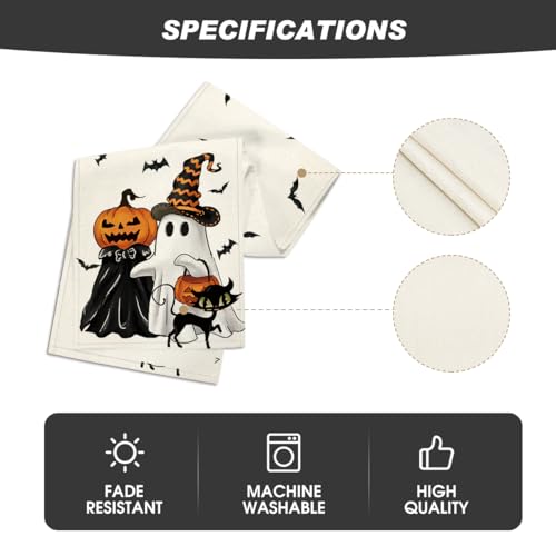 Halloween Table Runner 13x120 Inch Beige Spun Polyester for Party Decor