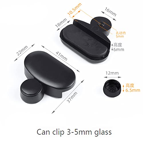 Lagogia Oval Mirror Clips - 4 Pcs Black Zinc Alloy Wall Mounted Glass Brackets