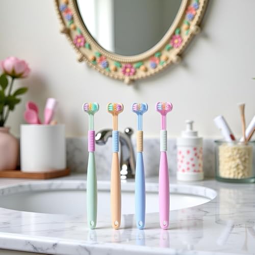 ZLmoue 3-Sided Soft Bristle Toothbrush 2-Pack Wrap-Around Deep Clean