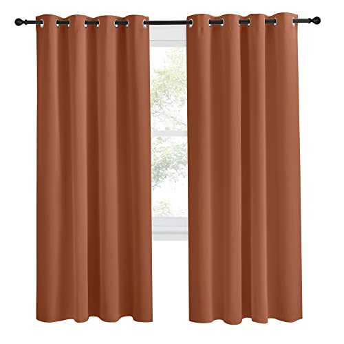 NICETOWN Blackout Curtain Panel, Burnt Orange, 55x78, Room Darkening