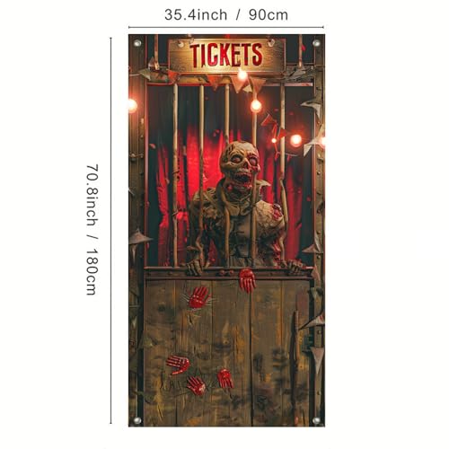 BlissYard Halloween Zombie Booth Door Cover 35x71 Inch Polyester
