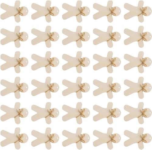 30pcs Wooden Gingerbread Man Ornaments for Christmas DIY Crafts Unfinished Decor