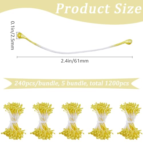 1200Pcs Yellow Flower Stamens for DIY Crafts and Jewelry Making