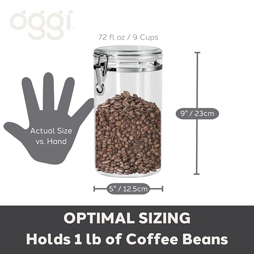 Oggi 72 oz Large Airtight Glass Canister with Clamp Lid for Kitchen Pantry