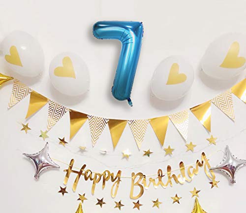 40 Inch Blue Number 7 Foil Balloon Kit - Helium Compatible