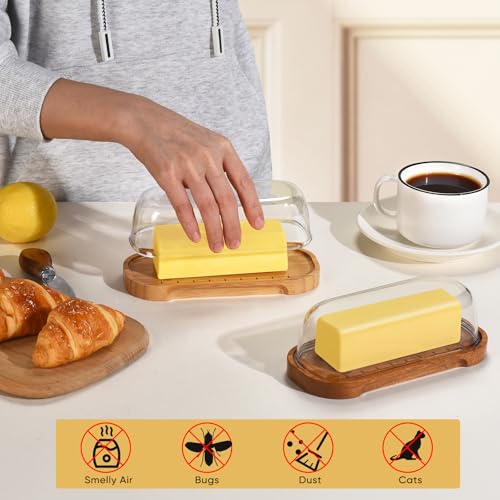 Bamboo Butter Dish with Lid - Food Grade Plastic, Easy Seal