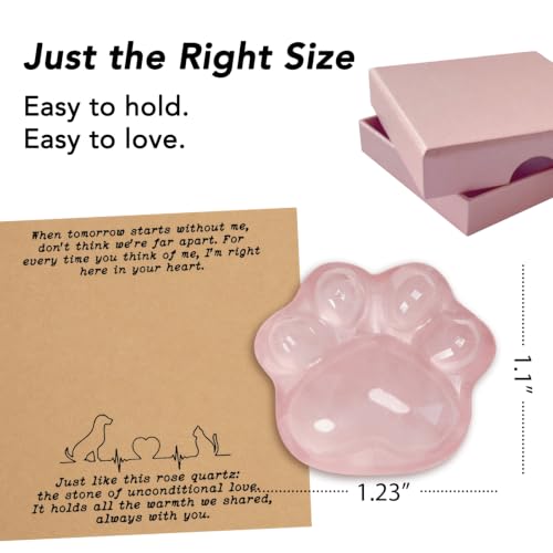 Nuyviare Pet Loss Sympathy Gift, Rose Quartz Heart Crystal Keepsake