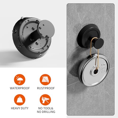 Rixarts Heavy Duty Suction Cup Hooks for Shower Bathroom, 2 Pack Black