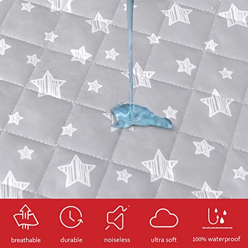 Moonsea Waterproof Crib Mattress Protector 52x28 Inch Grey Star