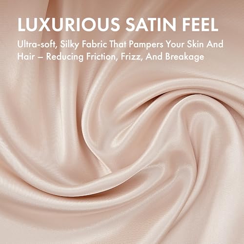 MAVIÉ Satin Pillowcase Set - Queen, Ultra Soft & Cooling, 2 Pack Beige