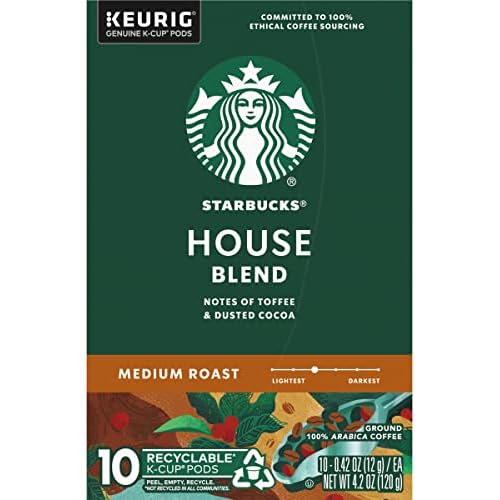 Starbucks House Blend Coffee K-Cup Pods, Medium Roast Arabica Coffee, 10 Count (Pack of 2 Boxes)