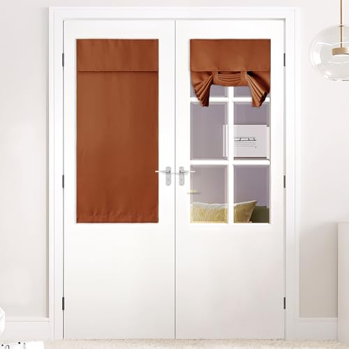 NICETOWN Burnt Orange Blackout Curtain for French Doors, 26" x 50"