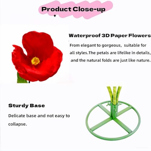 Giant Red Artificial Flower Set - 5.9 Ft Waterproof 3D Faux Flowers for Decor