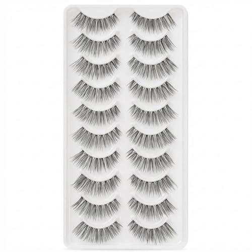 LZM 14mm Wispy False Lashes Soft Long Eyelashes for Beginners with Glue