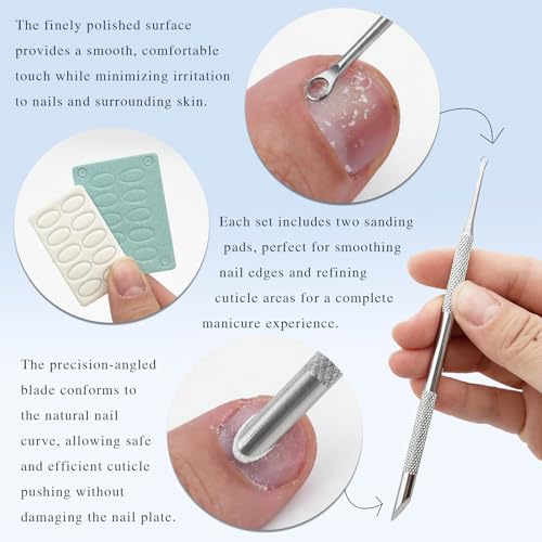 Stainless Steel Dual-Ended Cuticle Prep Tool with 100 & 180 Grit