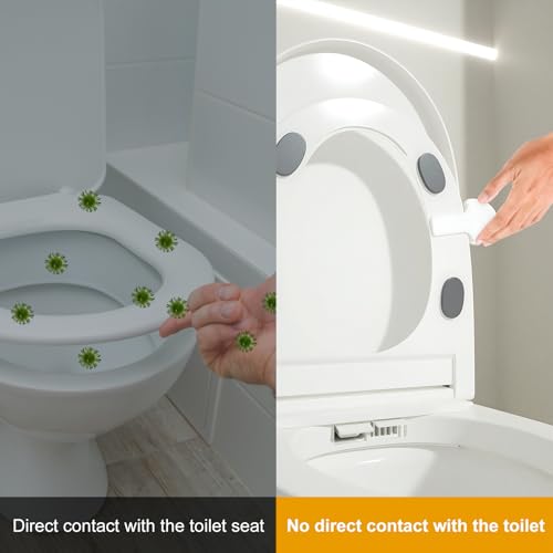 Toilet Seat Lift Handle - White Hygienic Contact-Free Lid Lifter (2-Pack)