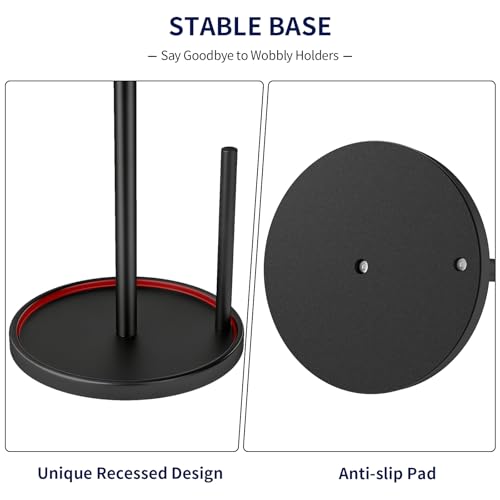 Jesginboo Black Paper Towel Holder with Weighted Base - Durable Stainless Steel