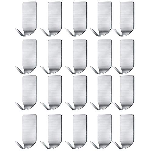 Stainless Steel Adhesive Hooks for Hats and Keys - 20 Pack