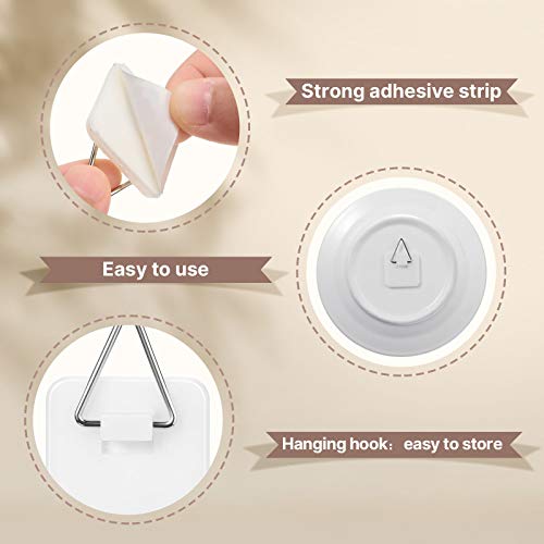Sawysine 40 Pcs Invisible Adhesive Plate Hangers, 1.25 Inch Wall Hooks