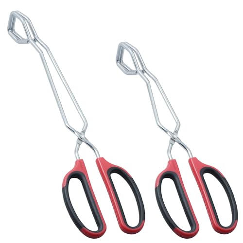 HINMAY Stainless Steel Scissor Tongs Set - 11 & 13 Inch
