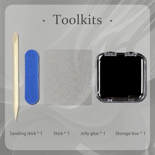 Handmade Press on Nails Medium Square Acrylic False Nails with Grid Design