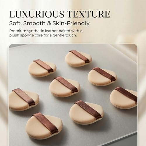 Leather-Surfaced Powder Puffs 3PCS Soft Makeup Sponge for Liquid and Cream Foundation