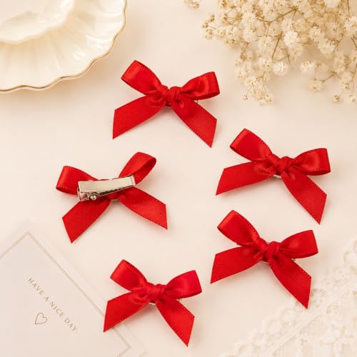 Uozksor Satin Bow Hair Clips 20 Pcs, 1.57 Inch Mini Duckbill Barrettes