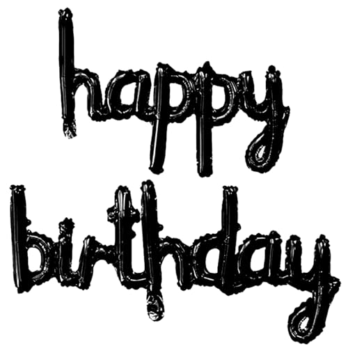 Black Happy Birthday Balloons Banner 16 Inch Foil Letter Sign