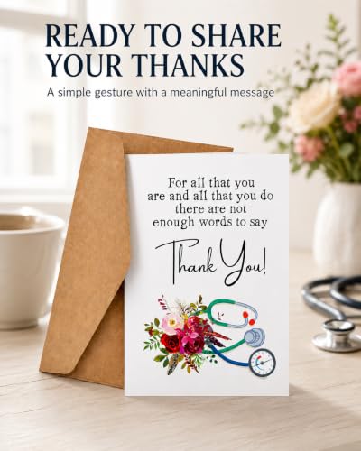 Nurse Thank You Card for Doctors and Healthcare Workers, 5x7 in