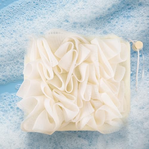 Swiffen 2-in-1 Washcloth Loofah Combo with Drawstring - Beige