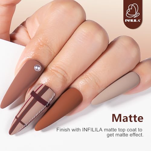 NXJ INFILILA Brown Gel Nail Polish 15ml Chocolate Soak Off UV LED