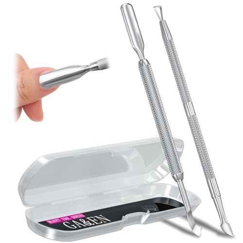 GA&EN Stainless Steel Cuticle Pusher and Gel Nail Scraper Tool 2-Piece Set