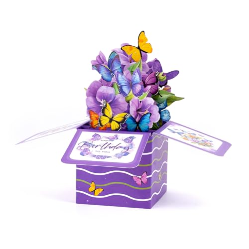 3D Butterfly and Flower Pop Up Greeting Card with Envelope