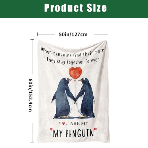 Penguin Couple Love Blanket - 50"x60" Romantic Anniversary Gift for Couples