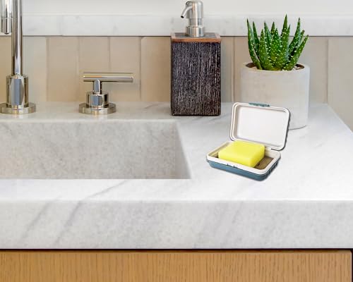 Lofekea Travel Soap Case - Blue - 2 Pack with Drainage Tray
