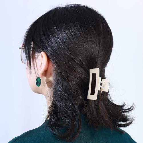 HONKKI 3.4 Inch Rectangle Hair Claw Clips, Nonslip Large Hair Jaw Clips 3 Pack