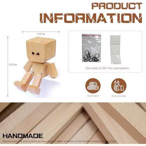 HOSYH Wooden Shaking Man Figurine with Spring Legs - Car Dashboard Decoration, Variation 1