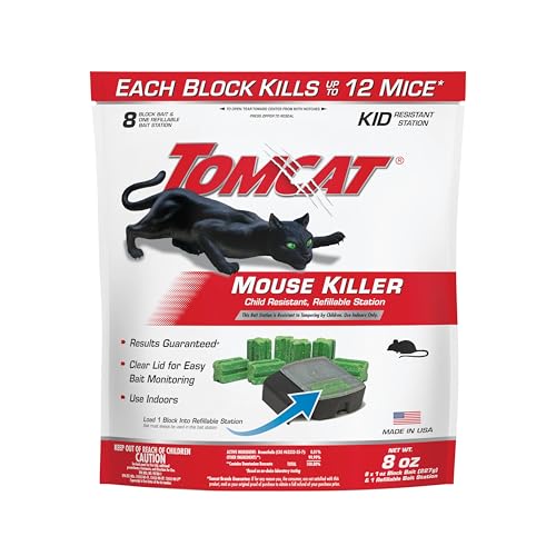 Tomcat Mouse Killer Refillable Station with 8 Bait Blocks - Child Resistant