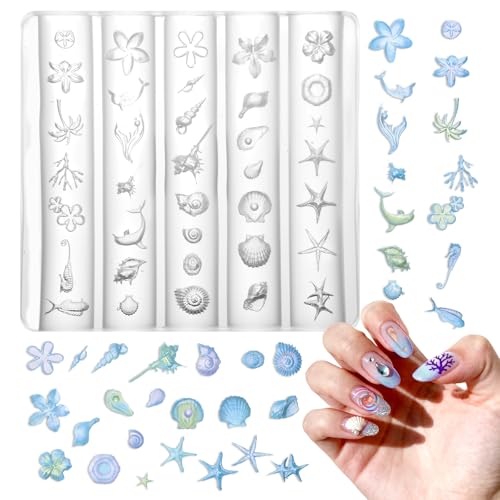 3D Sea Shell Silicone Nail Mold Ocean Beach Manicure Carving Template