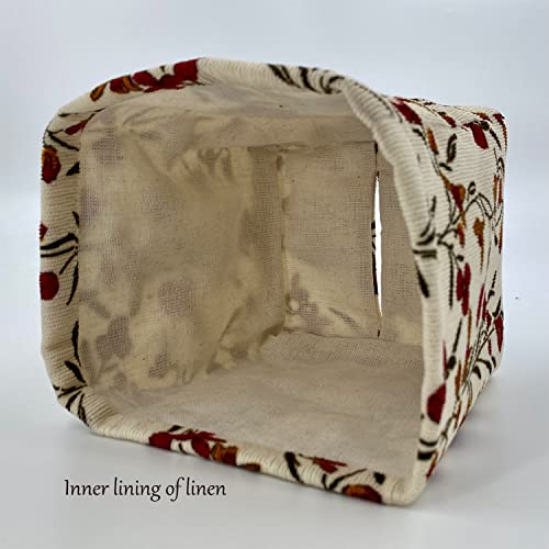 Vintage Floral Fabric Tissue Box Cover - 4.4"x4.4"x5.1"